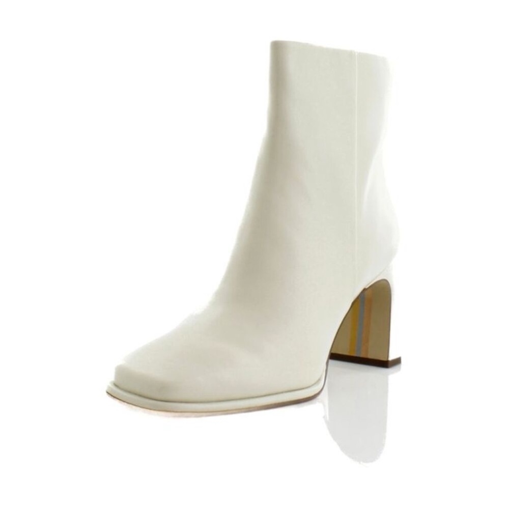 Sam Edelman Leather Cream Heeled Boots 8